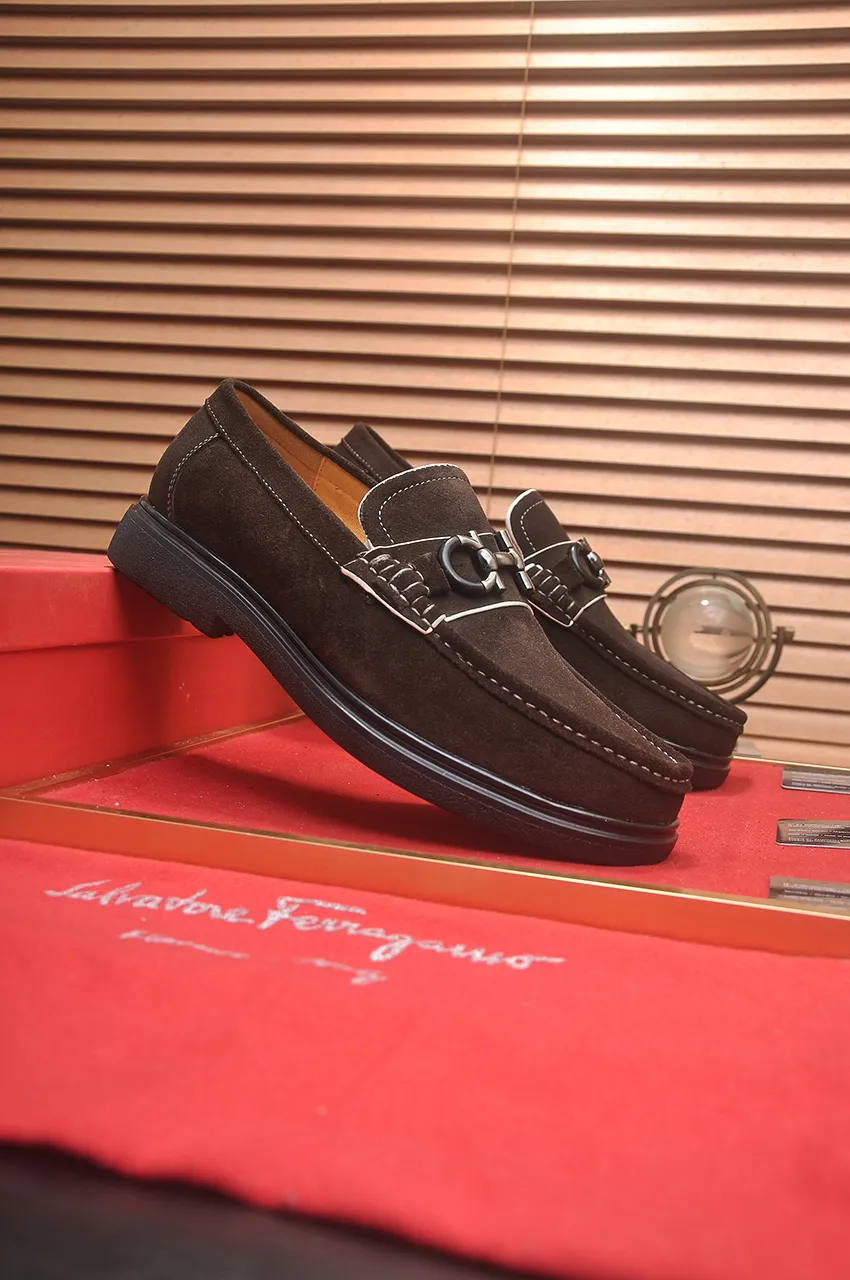 Men's shoes 💰440💶[Ferragamo/Ferragamo] The latest model in the counter. Original imported high-quality cowhide with open sides + imported 🐂 water-dyed cowhide lining + original luxury metal buckle + original combined outsole. No pressure for comparison. 38--45 (45 is custom-made and cannot be returned or exchanged)